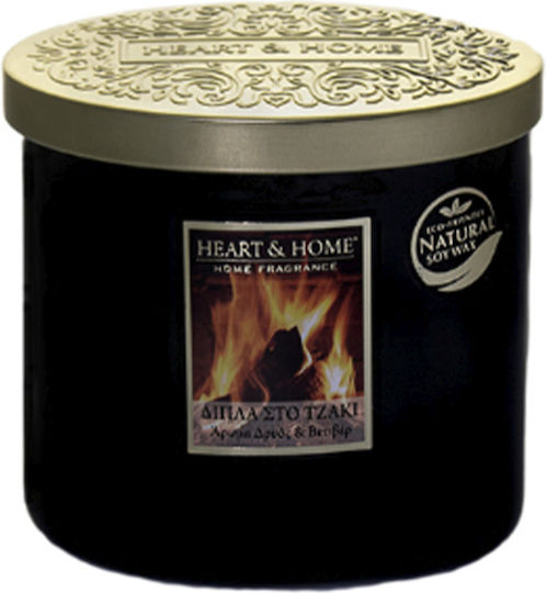 Heart & Home Ароматна Свещ от Соя Διπλό Φυτίλι Буркан с Аромат на До камината Черен 230гр 1бр