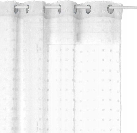 Atmosphera Curtain with Grommets As Lily White White 140x240cm