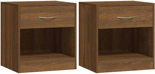 Wooden Brown Bedside Tables 2 Pieces 36.5x30.5x38cm