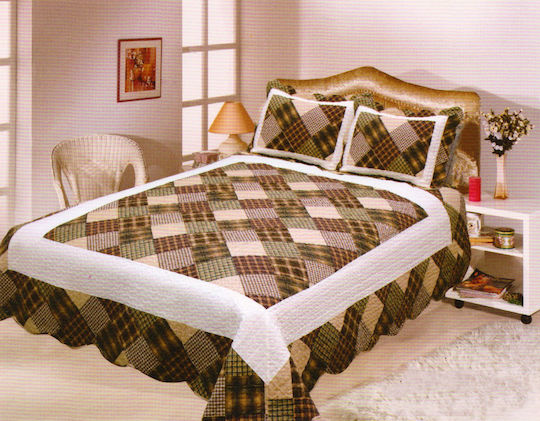 Silk Fashion 13-86A Подредба Покривало Единично Памук Кафяв 160x220см 2бр