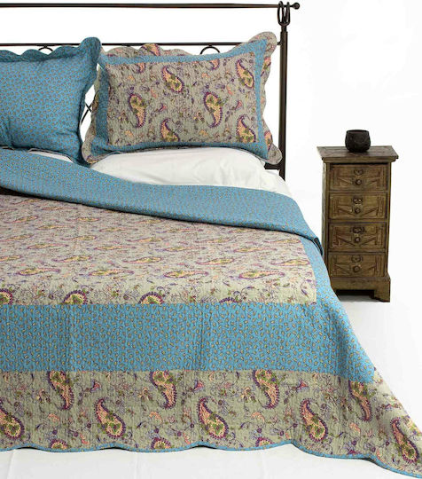 Silk Fashion Ns76-1 Σετ Κουβερλί Υπέρδιπλο Βαμβακερό Γαλάζιο 220x240cm 3τμχ