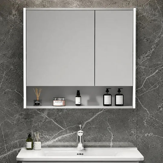 Martin Bathroom Mirror Led made of Plywood 55x65cm Gray