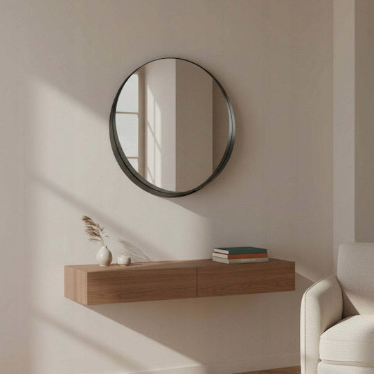 Edaxo Wall Mirror with Black Metallic Frame Diameter 50cm