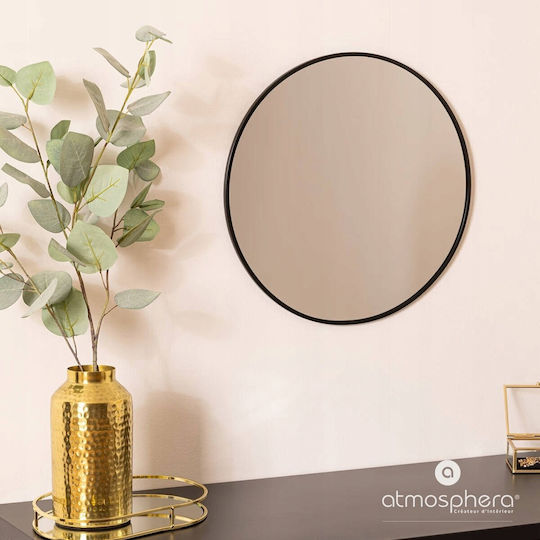 Atmosphera Oglindă De Perete Cu Cadru Metalic Negru Diametru 38cm
