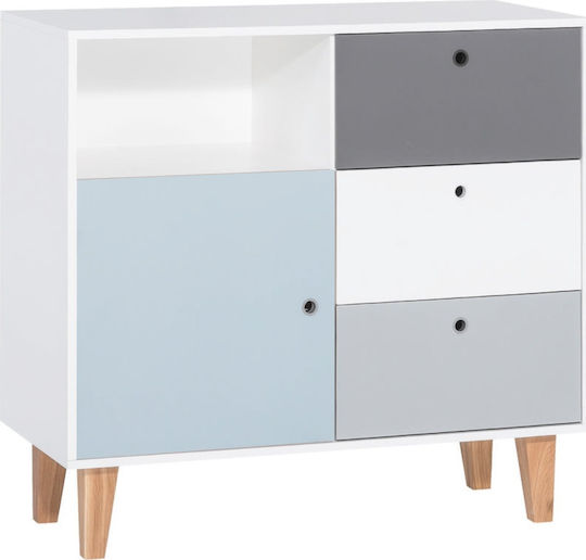 Kinderkommode Concept Weiß / Hellblau mit 3 Schubladen 103.2x45x96.2cm Kinderkommode Concept Weiß / Hellblau mit 3 Schubladen 103.2x45x96.2cm