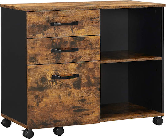 Büroaufbewahrungsschublade und -schrank Holz mit Rädern 40x80x66cm