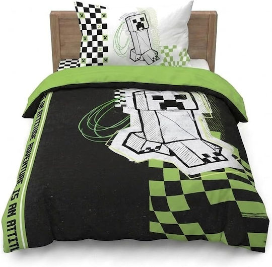 Minecraft Set Cearceafuri Pentru Copii Single Cu Față De Pernă Din Bumbac Multicolor 135x200cm Minecraft Set Cearceafuri Pentru Copii Single Cu Față De Pernă Din Bumbac Multicolor 135x200cm