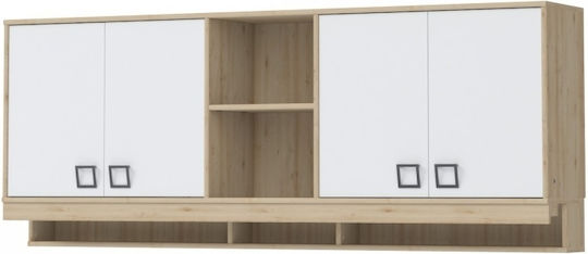 Riddle Raft Perete Lemn Stejar / Alb 209x37x82cm Riddle Raft Perete Lemn Stejar / Alb 209x37x82cm