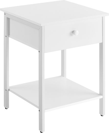 Μεταλλικό με Γυάλινη Επιφάνεια Λευκό 40x40x55cm