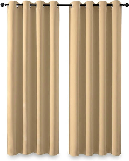 Joydeco Set Perdele Opace Cu Capse Bej 117x228cm