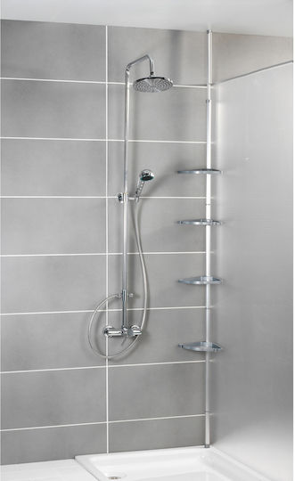 Wenko Ъглов Стенен Рафт за баня Метален с 4 рафта 26x19.5x275см Сребриста