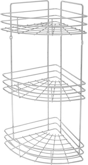 Galicja Eck An Der Wand Montiertes Badezimmerregal Metallisch Mit 3 Regalen Silber