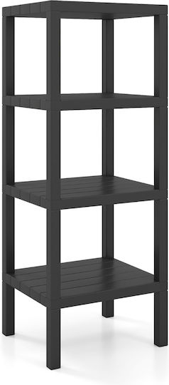 Costway Floor Bathroom Shelf Plastic 99x32.5x38cm Black