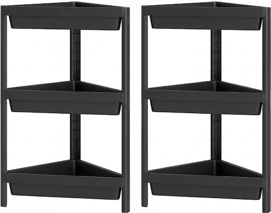 Costway Corner Floor Bathroom Shelf Plastic 67.5x44.45x25.4cm Black