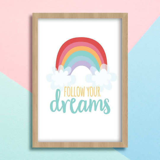 Kids Wall Art with White Wooden Frame 21x30cm
