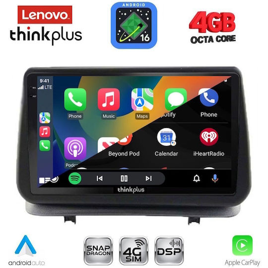 Lenovo Автомобилна Аудио Система за Renault Clio 2005-2011 (Bluetooth/USB/Вграден Wi-Fi/GPS/Apple CarPlay/Android Auto) с Touch Screen 9"