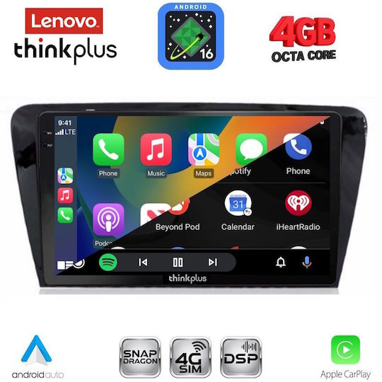 Lenovo Автомобилна Аудио Система за Skoda Octavia 2013-2021 с Clima (Bluetooth/USB/Wi-Fi/GPS/Apple CarPlay/Android Auto) с Touch Screen 10"