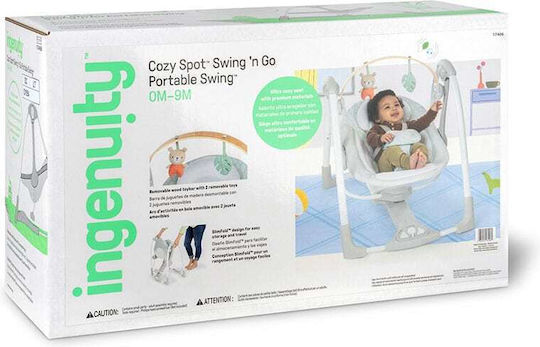 Ingenuity Balansoare si leagane bebelusi Cozy Spot Swing 'n Go cu Muzică Gri pentru Copil până la 9kg Ingenuity Balansoare si leagane bebelusi Cozy Spot Swing 'n Go cu Muzică Gri pentru Copil până la 9kg