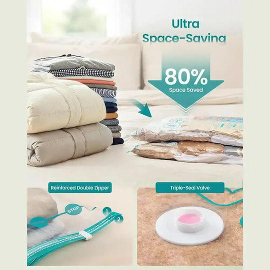 Songmics Husă de Depozitare din Plastic pentru Saci / Haine Etanșă și cu Vid 8 Buc