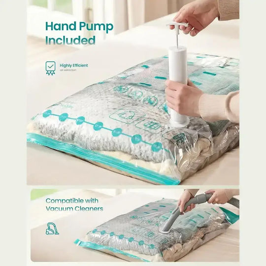 Songmics Husă de Depozitare din Plastic pentru Saci / Haine Etanșă și cu Vid 8 Buc