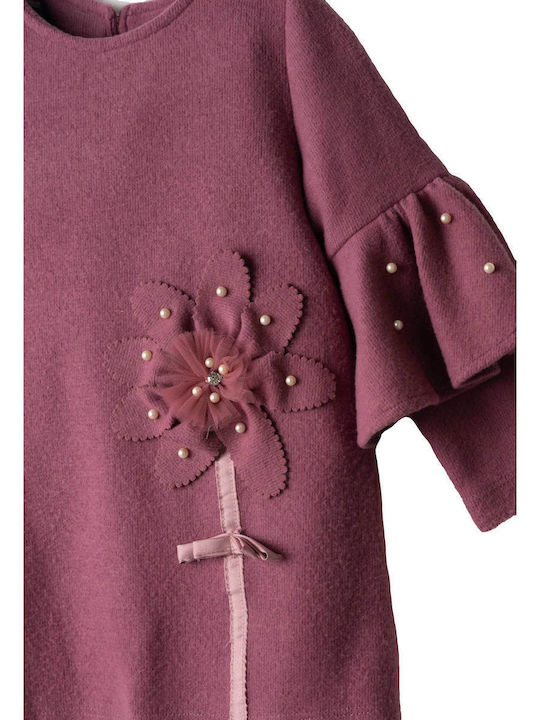 Kinderkleid Gestrickt Fuchsie