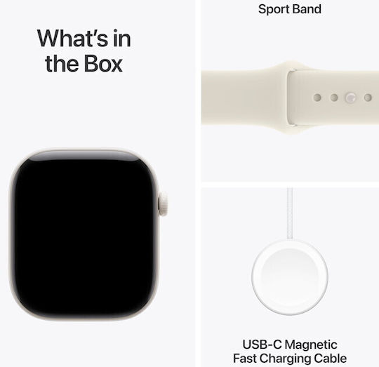 Apple Watch Series 12 Cellular Ceramic 42mm Αδιάβροχο με Παλμογράφο (Pearl White Ceramic case with Sand Sport Band - S/M)