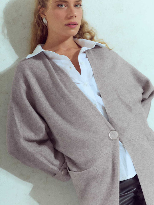 Celestino Damen Strickjacke Lang Oversized Locker Fit Braun Hell