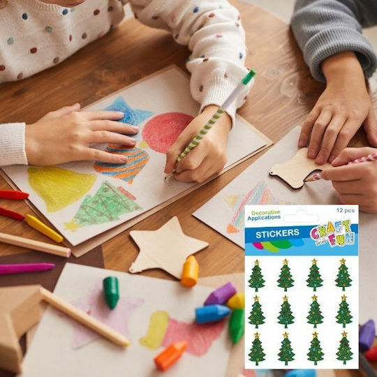 Craft with Fun Weihnachtsaufkleber für Wand mit Muster Baum 12Stücke