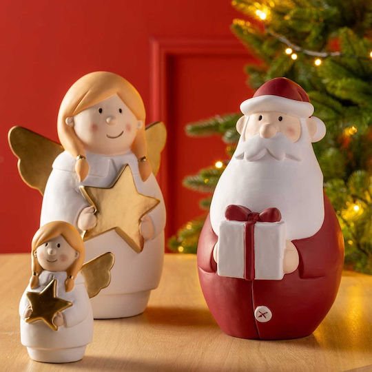 Dekorativer Weihnachtsmann Weiß Keramik 30cm