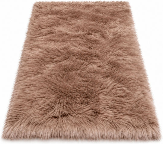 My Home Luxury Angel Non-slip Rectangular Furry Brown Rug 60x90cm