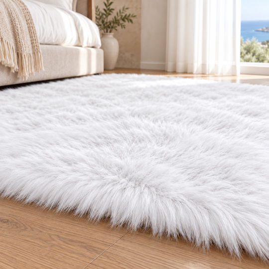 My Home Luxury Angel Αντιολισθητικό Χαλί Διάδρομος Γούνινο Λευκό 60x180cm