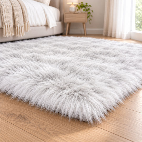 My Home Luxury Angel Antiderapant Covor Rectangular Din Blană Alb 60x90cm