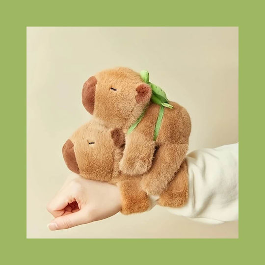Jucărie de plus Capibara cu rucsac detașabil broască țestoasă stil brățară 15 cm maro verde