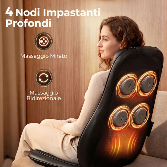 HomCom Shiatsu Massage Seat for Head & Back with Vibration and Heating Function Black