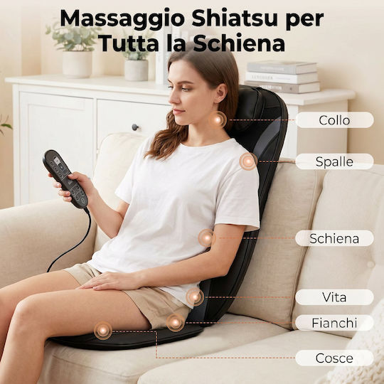 HomCom Shiatsu Massage Seat for Head & Back with Vibration and Heating Function Black