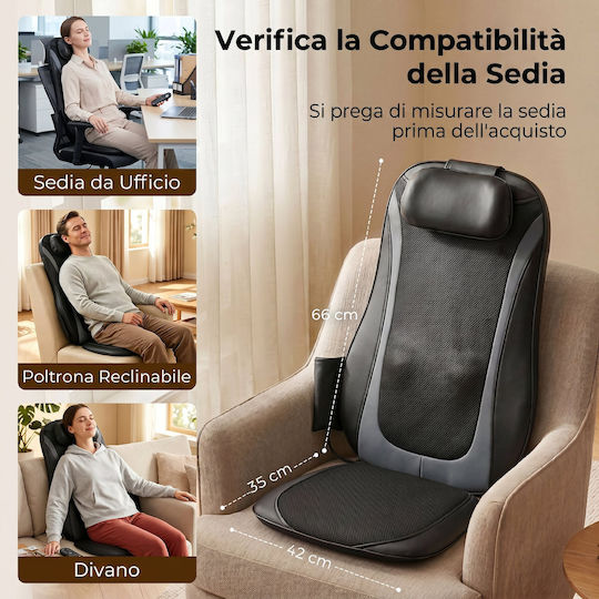 HomCom Shiatsu Massage Seat for Head & Back with Vibration and Heating Function Black