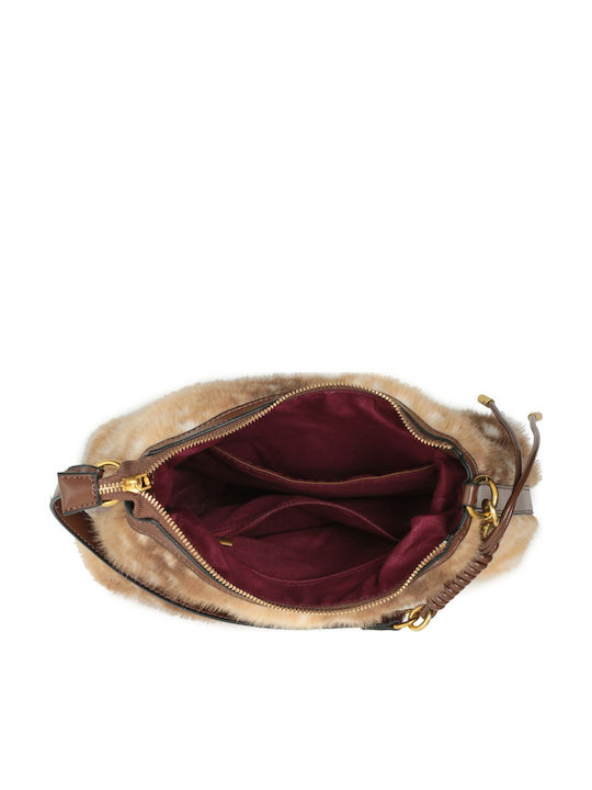 Knitted Fur Women's Hobo Bag Brown