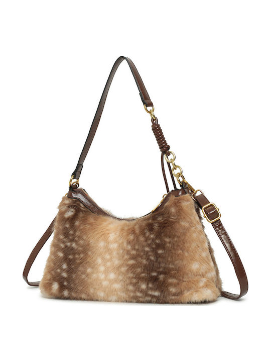 Knitted Fur Women's Hobo Bag Brown