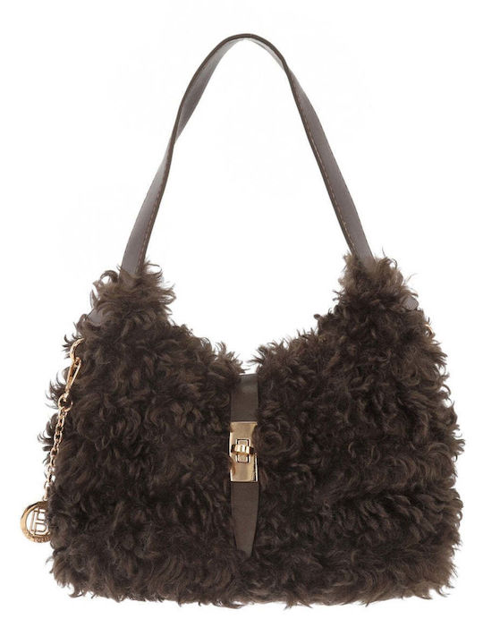 Set Knitted Women's Handbag Shoulder Brown