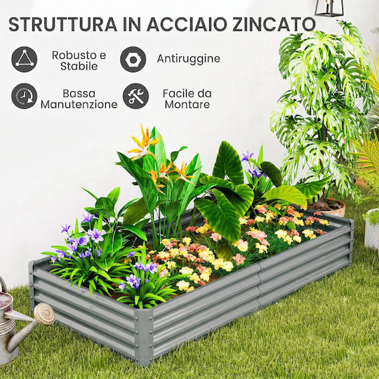 Outsunny Ζαρντινιέρα Μεταλλική Ασημί 180x90x30εκ.