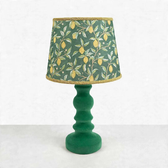 Ceramic Table Lamp for E27 Fitting with Shade and Green Base