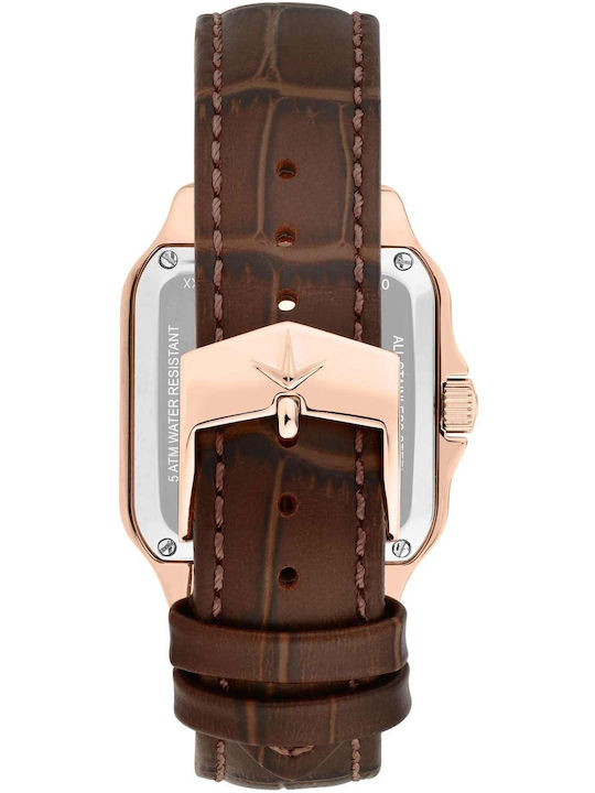 Men's Battery Watch with Brown Leather Strap
