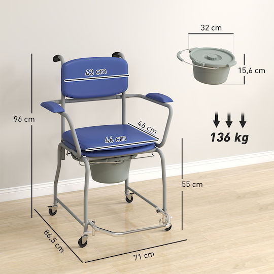 HomCom Toilet Chair with Backrest 713-217V00BU