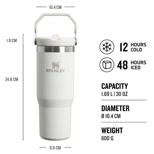Stanley IceFlow Flip Straw 2.0 Термос Чаша от Неръждаема Стомана Без BPA 890 мл Pale Stone Atomic с Сламка