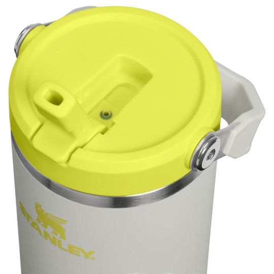 Stanley IceFlow Flip Straw 2.0 Термос Чаша от Неръждаема Стомана Без BPA 890 мл Pale Stone Atomic с Сламка