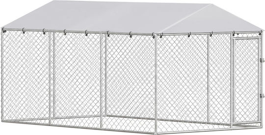 Pawhut Metal Dog Park 400x230x200cm Silver