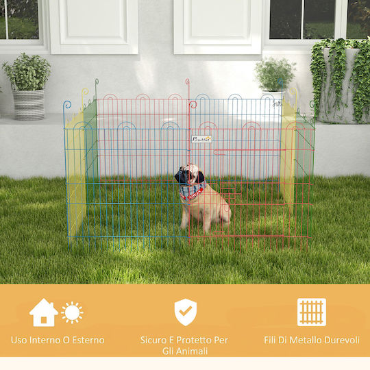 Pawhut Foldable Metallic Dog Park with 8 Panels 156x156x60cm Multicolour