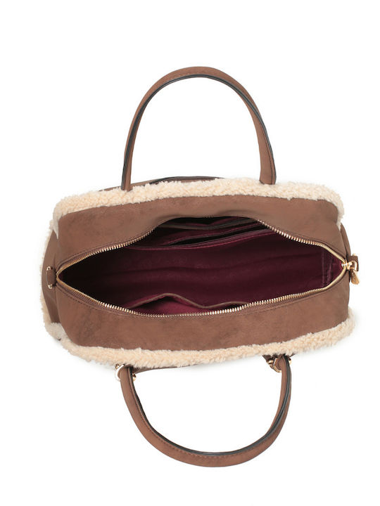 Fabric Fur Women's Tote Bag Suede Brown