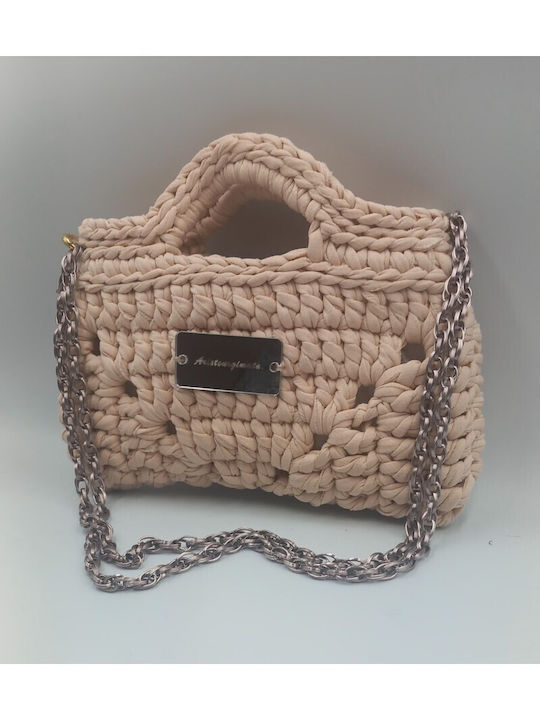 Knitted Women's Shoulder Bag Beige