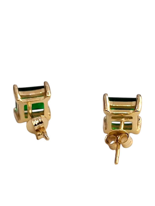 Prince Silvero Silver Gold Plated Earrings with Green Stones